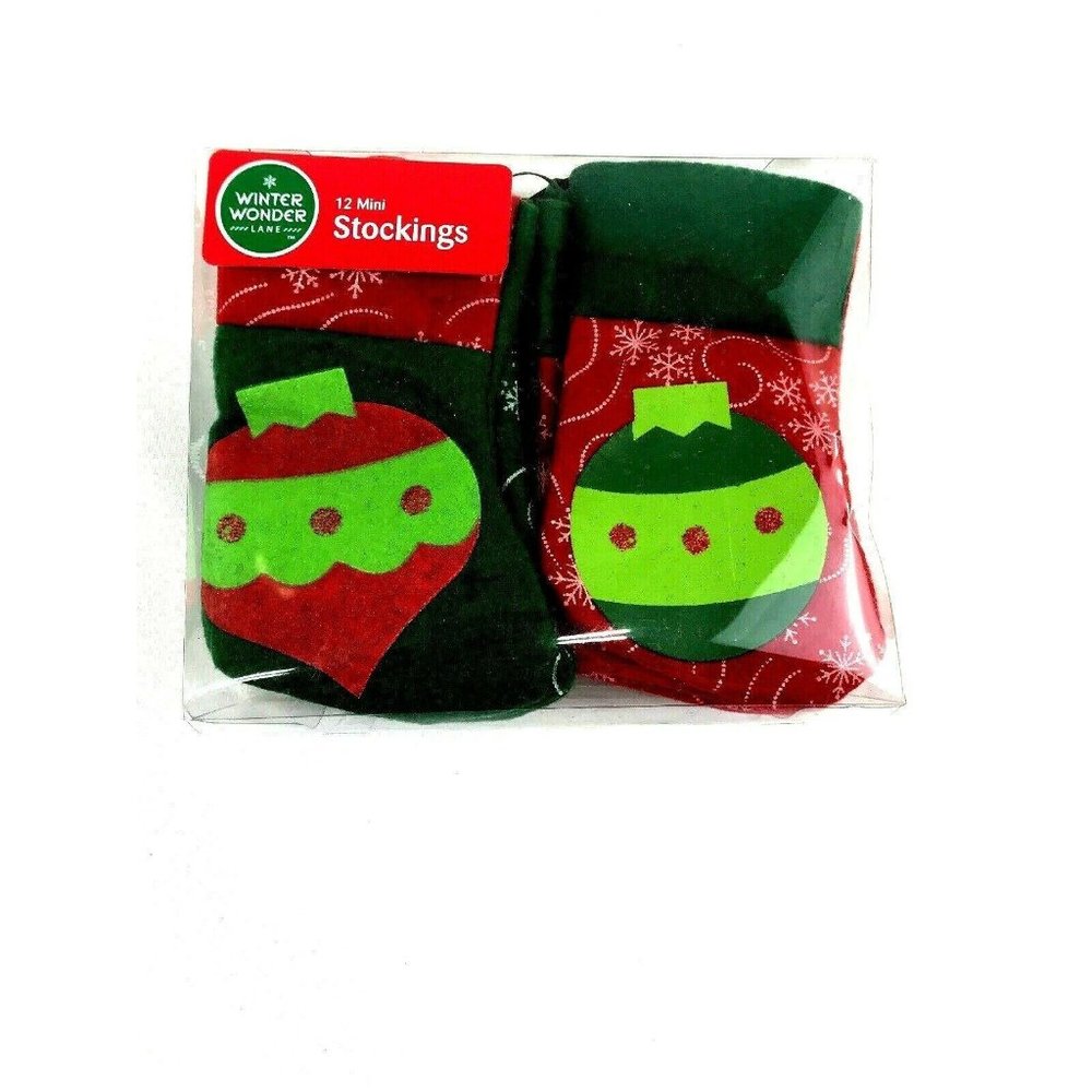 Set of 12 Felt Mini Christmas Stockings 4" Craft H